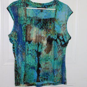 Kasper Top Square Neck Stretch Knit Blouse